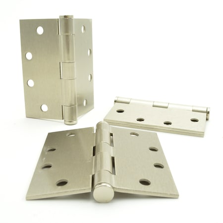 Pamex 4-1/2in x 4-1/2in Square Corner Plain Bearing Hinge Satin Nickel Finish H4500RSN